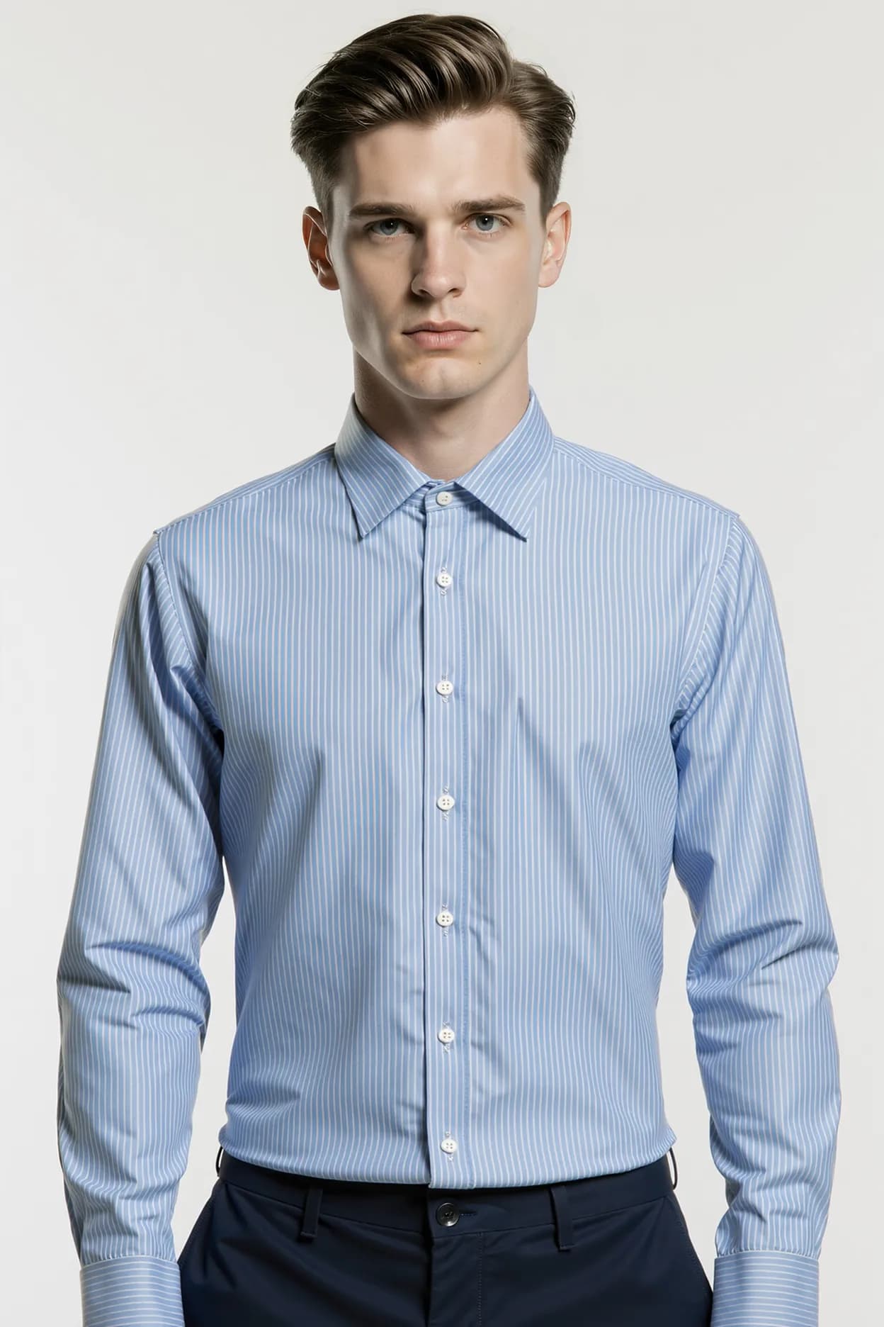Blue Pinstripe Dress Shirt