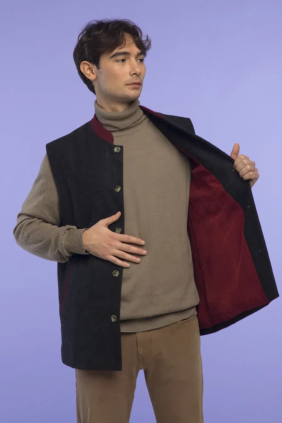 OTTAVIANO | Silk & Velvet details gilet