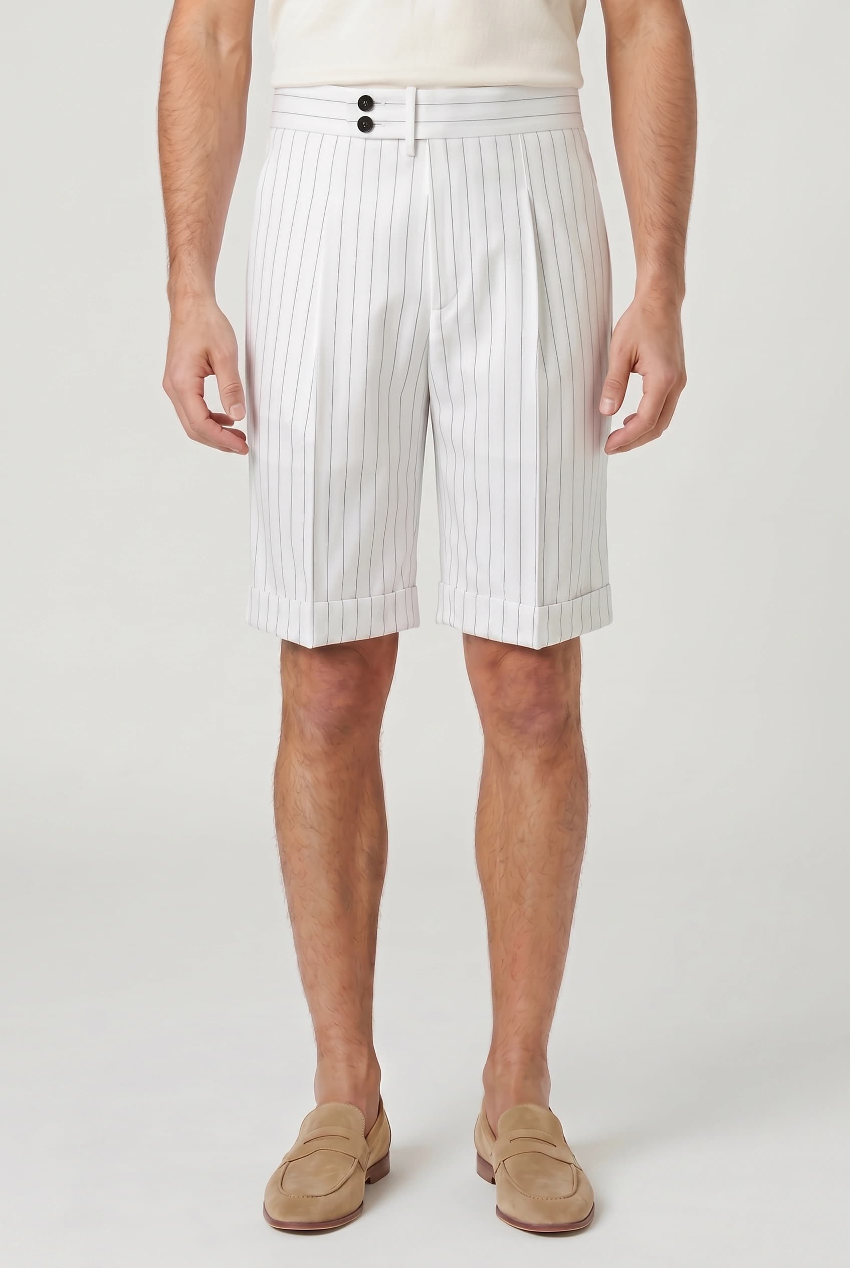 Wool Blend Pleated Shorts