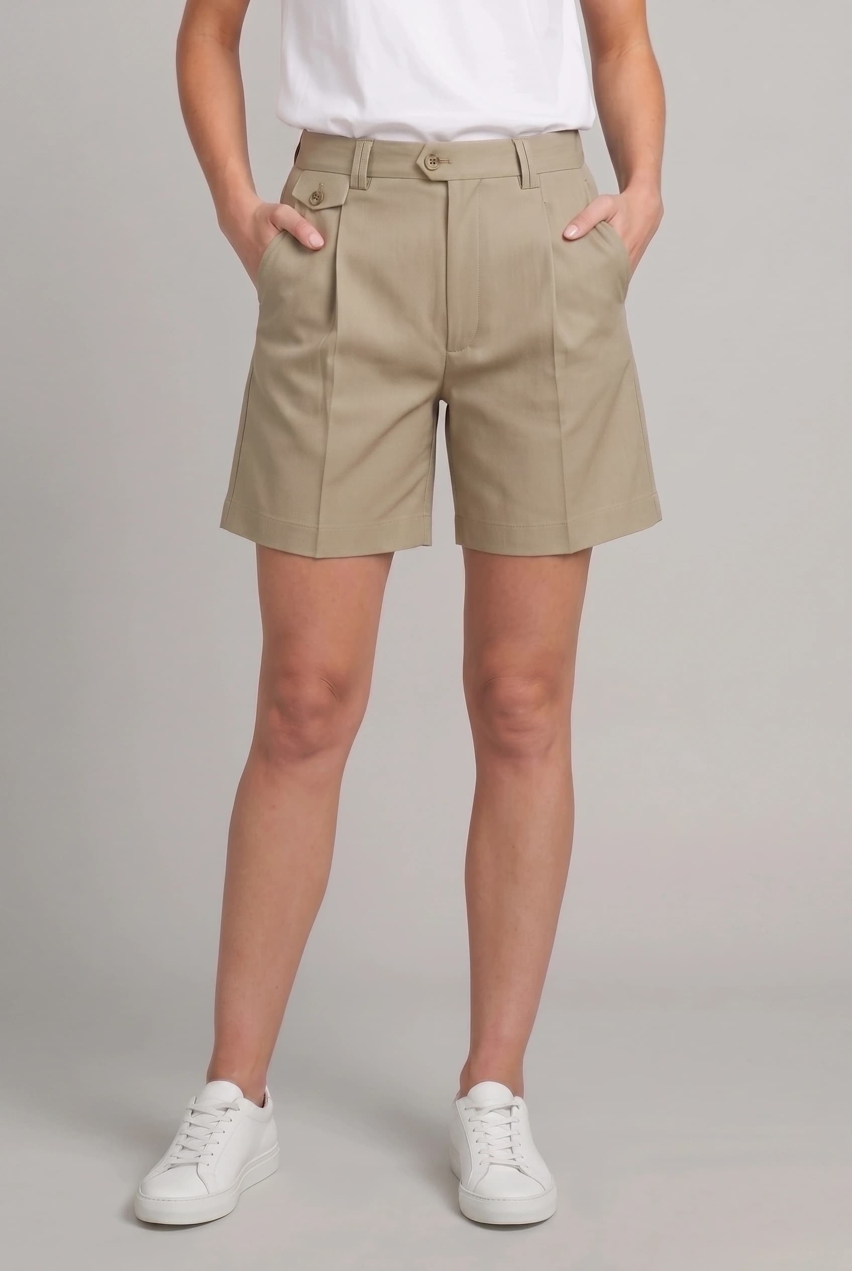 Single Pleat Cotton Shorts