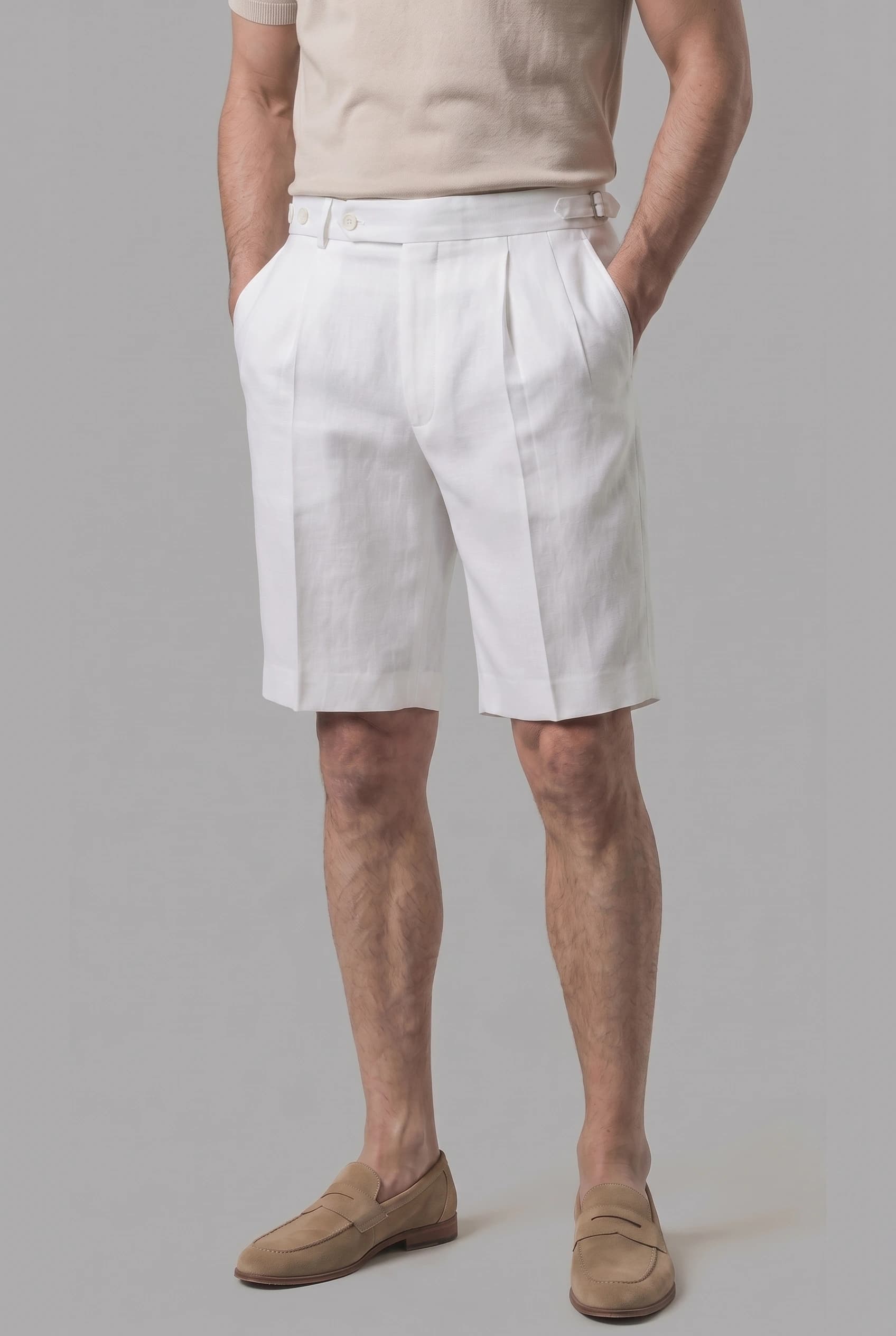 Vintage White Linen Shorts