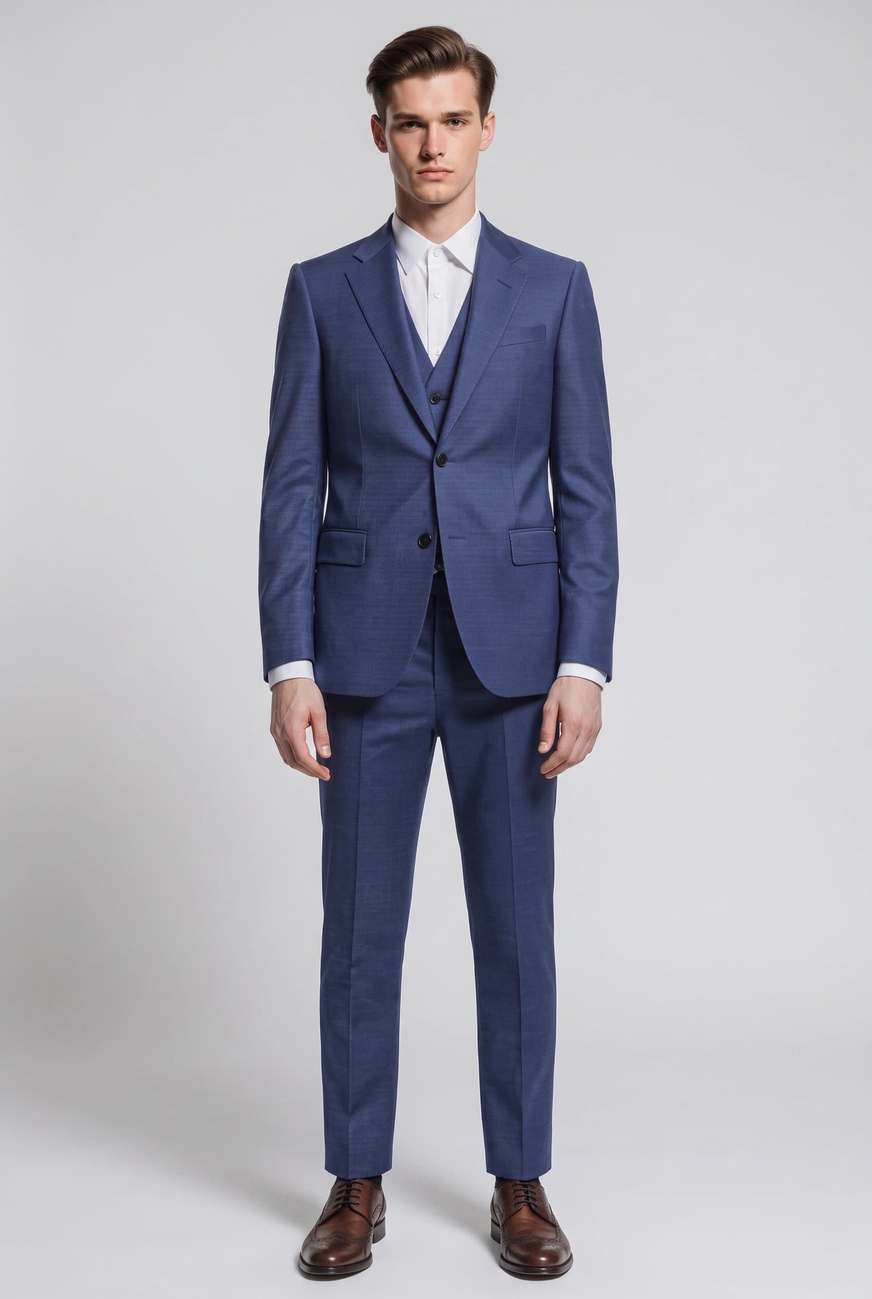 Blue Twill Wool Suit