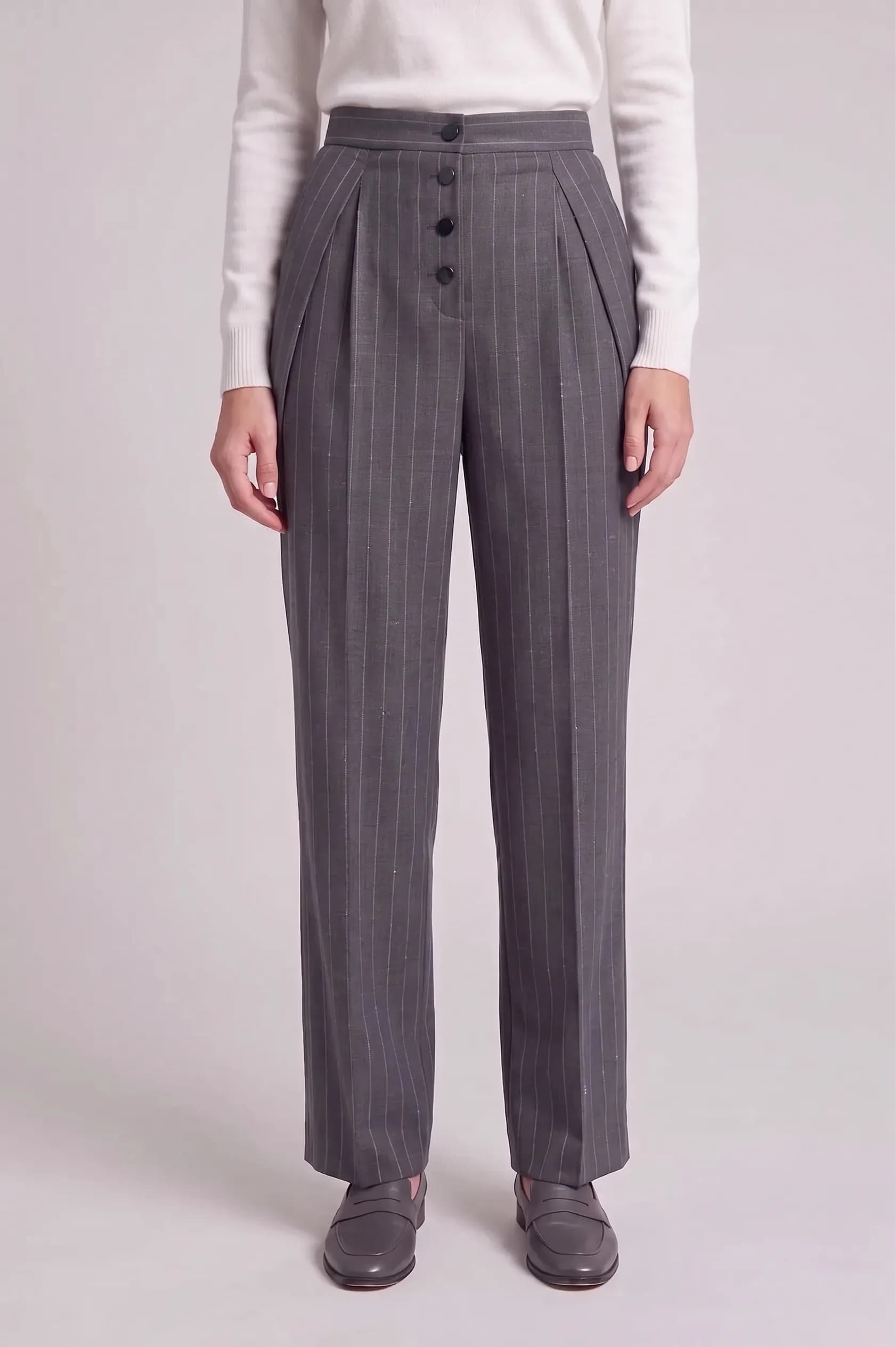 Single Pleat Wool Trousers