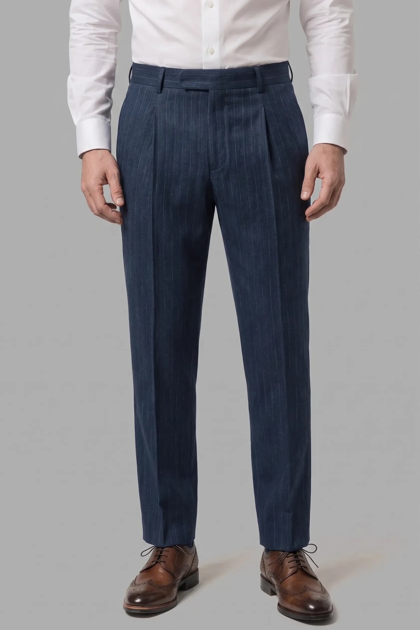 Striped Linen Tailored Trousers